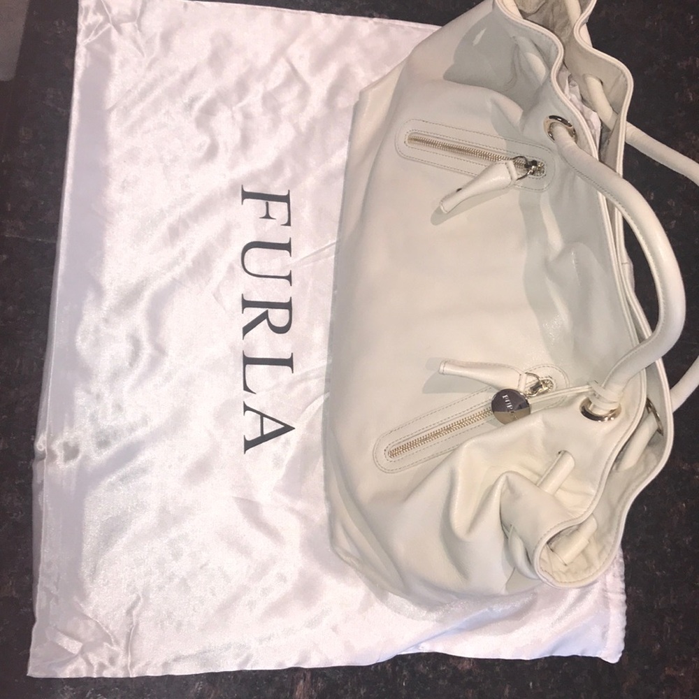 Furla white leather carryall